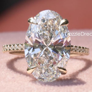 IGI Certified Huge 7 CT Oval Lab Grown Diamond Ring, Solitaire Lab Diamond Wedding Gold Ring, Beautiful CVD  Diamond Oval Engagement Ring