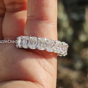 4x6MM Elongated Cushion Moissanite Wedding Band/9.40CT Diamond Solitaire Band/14K Gold Full Eternity Band/U Prong Style Band/Stacking Band