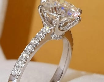 2Ct Moissanite Ring, Round Brilliant Cut Wedding Ring, Stimulant Diamond Ring, Round Solitaire Ring, Pave Set Diamond Ring, CZ Diamond Ring