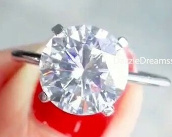 3CT ブリリアント ラウンドカット モアッサナイト リング、ソリティア 