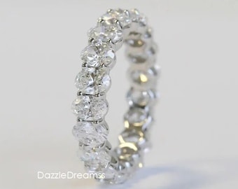 7.20 CT Oval Cut Moissanite Full Eternity Wedding Band, 4x6MM Oval Diamond Engagement Band, Oval Cut Stacking Band In 14K Solid White Gold