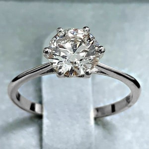 Round Solitaire Ring, 2.5CT Round Colorless Moissanite Ring, Dainty Round Moissanite Solitaire Engagement Ring, 14KT Solid White Gold Ring