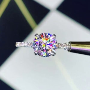 2.20Ct 8.5mm Round Cut Solitaire Simulated Diamond Ring In 925 Sterling Silver Engagement Ring,Promise Ring,Wedding Ring,Gift For Her