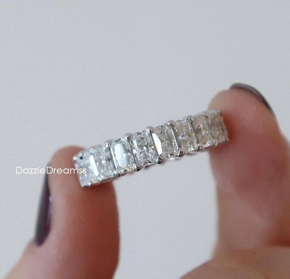Radiant cut sale moissanite eternity band