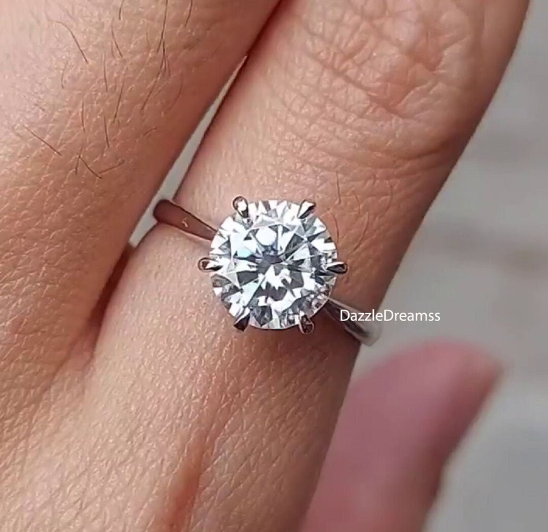 CT Round Cut Moissanite Prong Solitaire Engagement Rings