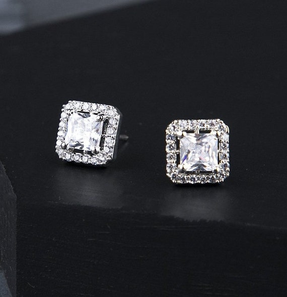 Spedizione In Giornata! Orecchini A Bottone In Moissanite Taglio Principessa Da 5 Mm Certificati - Italia