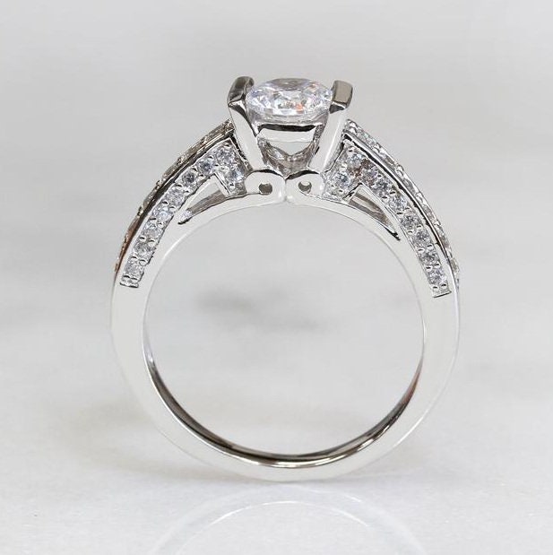 Channel Set Wedding Ring 1 Ct Round Cut Moissanite 14K Gold | Etsy