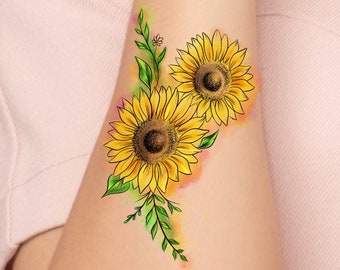Sunflowers Temporary Tattoo / watercolor tattoo / floral tattoo / flower tattoo