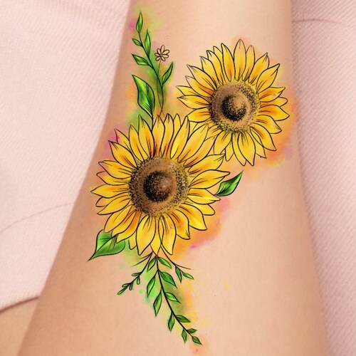 Sunflowers Temporary Tattoo / Watercolor Tattoo / Floral - Etsy Sunflowers Temporary Tattoo / Watercolor Tattoo / Floral - Etsy