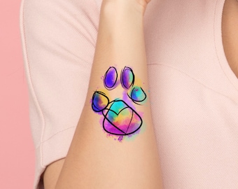 Paw Print Temporary Tattoo / watercolor tattoo / temp tattoo / dog print tattoo