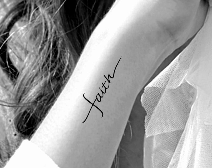 Faith Cross Temporary tattoo / text tattoo / words tattoo / temp tattoo