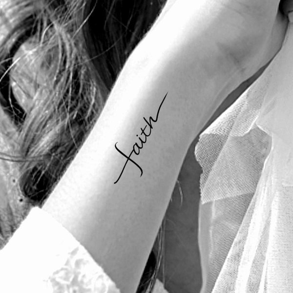 Faith Cross Temporary tattoo / text tattoo / words tattoo / temp tattoo