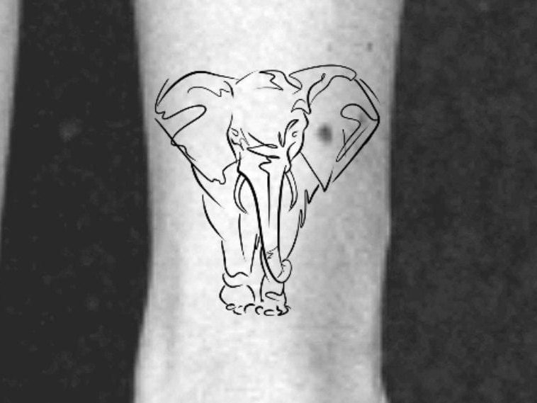 Elephant Temporary Tattoo / fine line elephant tattoo / sketchy ...