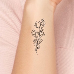Wildflower Temporary Tattoo / floral tattoo / small tattoo / simple tattoo / floral tattoo 7