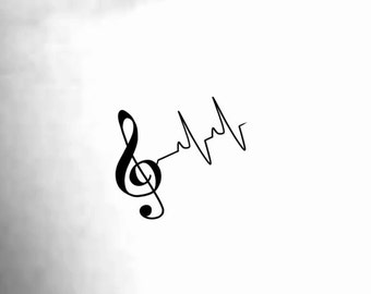 Music Note Heartbeat Temporary Tattoo / music tattoo / music note tattoo / ekg tattoo / heart tattoo / heart beat tattoo / wrist tattoo