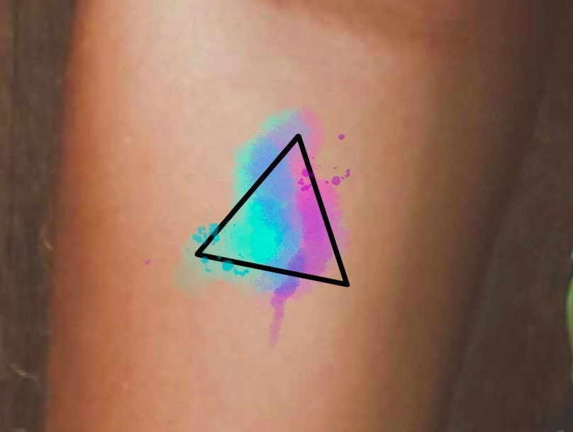 Fine Line Rose Triangle Temporary Tattoo (Set of 3) – Small Tattoos