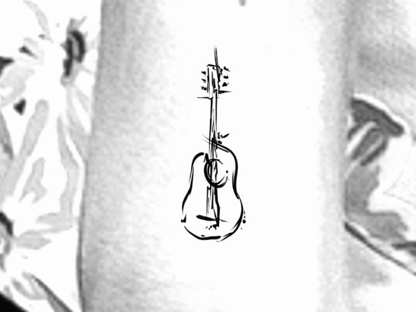 Sketchy Guitar Temporary Tattoo / music tattoo / small guitar tattoo / wrist tattoo / arm tattoo / forearm tattoo / music temporary tattoo