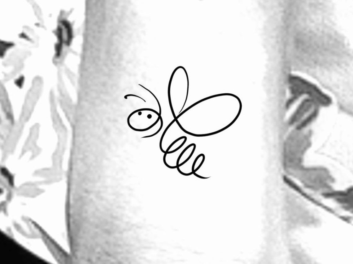 Bee Outline Temporary Tattoo - Etsy