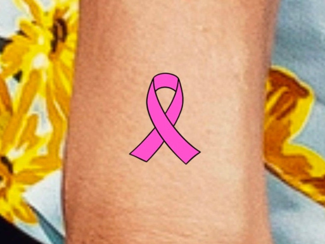 Tatouage Avec Ruban Rose Cancer Ruban de sensibilisation rose Tatouage temporaire - Etsy France