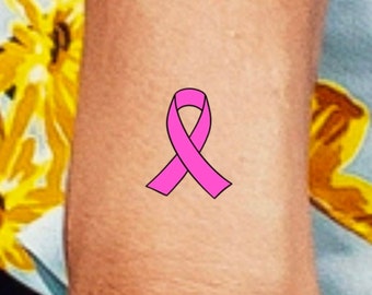 Pink Awareness Ribbon Temporary Tattoo