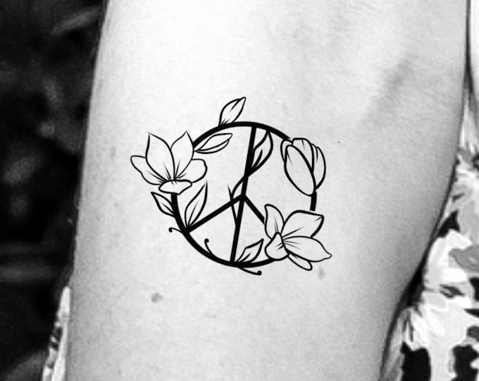 Peace Sign Wildflower Temporary Tattoo