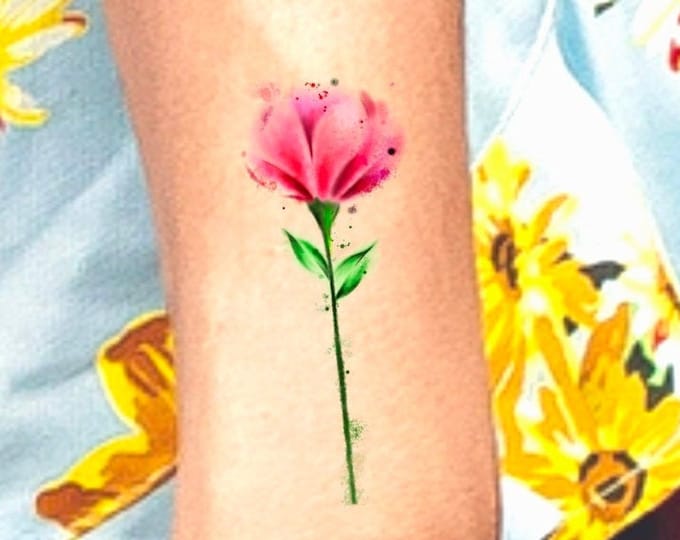 Watercolor Flower Temporary Tattoo