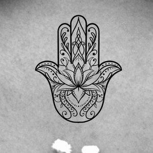 Hamsa Temporary Tattoo / Hamsa lotus tattoo / lotus tattoo / hand tattoo / flower tattoo / floral temporary tattoo / wildflower tattoo