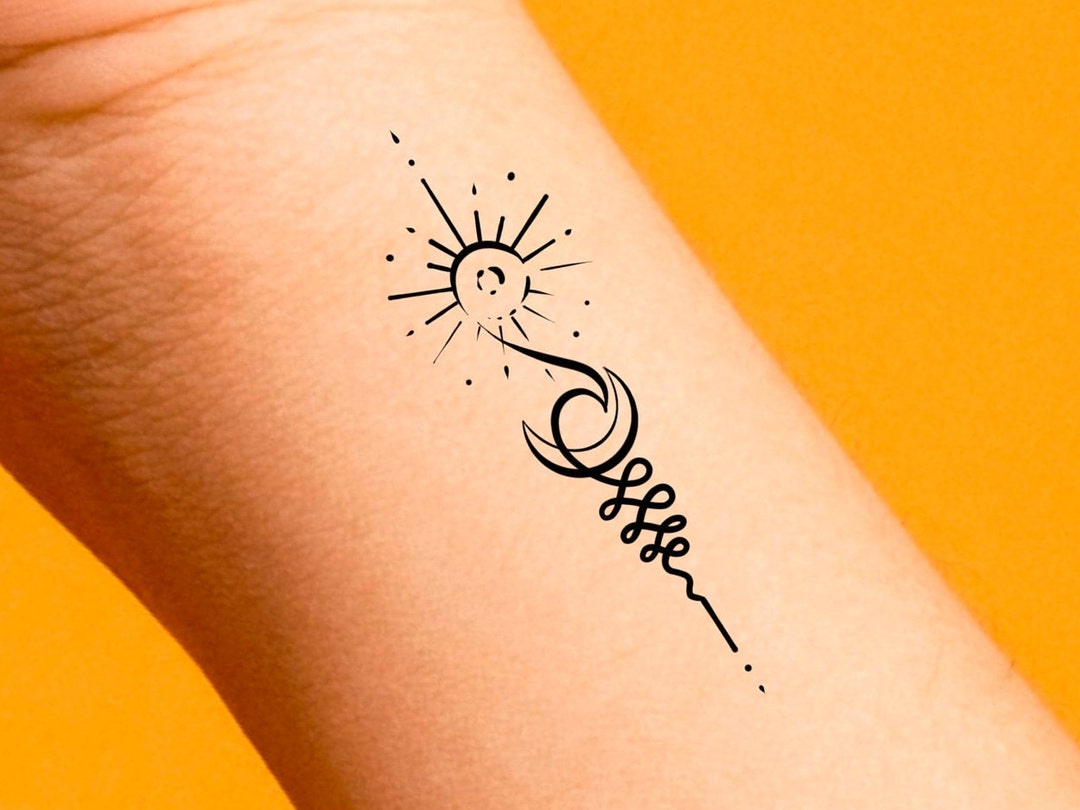 Sonne Mond Welle Unalome temporäres Tattoo / Wellen Tattoo / Strand Tattoo / tropisches Tattoo