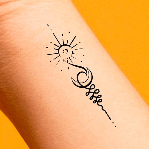 Sun Moon Wave Unalome Temporary Tattoo Wave Tattoo Beach Etsy Sun Moon Wave Unalome Temporary Tattoo Wave Tattoo Beach Etsy