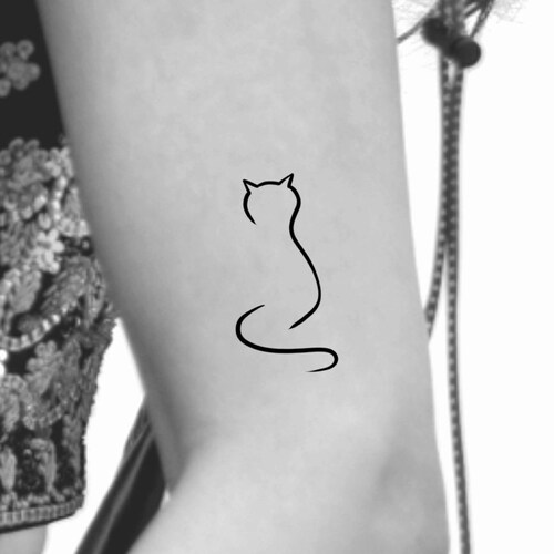 Cat Temporary Tattoo / Simple Cat Tattoo / Small Cat Tattoo / - Etsy Cat Temporary Tattoo / Simple Cat Tattoo / Small Cat Tattoo / - Etsy