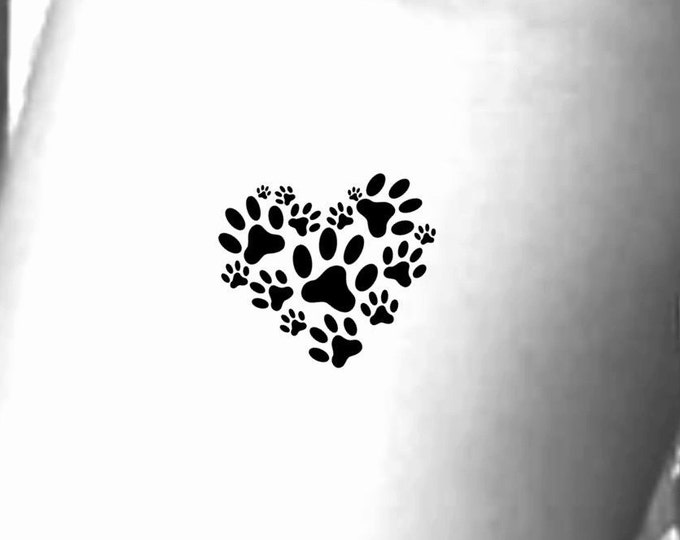 Paw Print Heart Temporary Tattoo