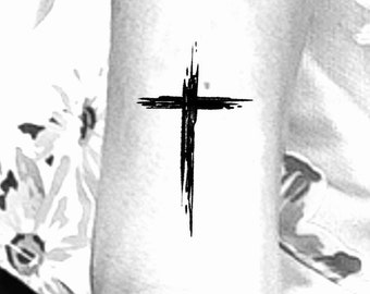 Distressed Cross Temporary Tattoo