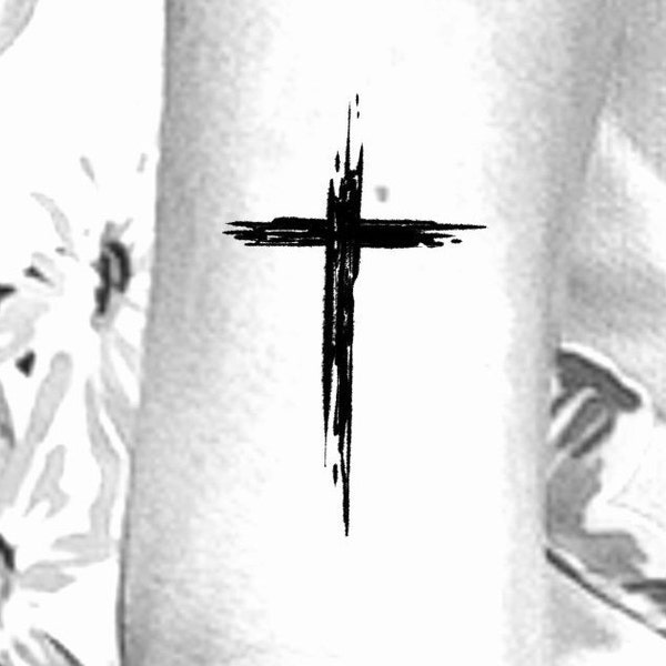 Distressed Cross Temporary Tattoo