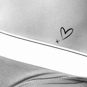 Heart Airplane Temporary Tattoo/ Traveling Heart