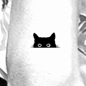 Black Cat Temporary Tattoo / cat temporary tattoo / small cat tattoo / cat outline tattoo / animal tattoo / pet tattoo / cat memorial tattoo