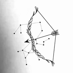 Sagittarius Bow Temporary Tattoo/ Bow and Arrow Tattoo