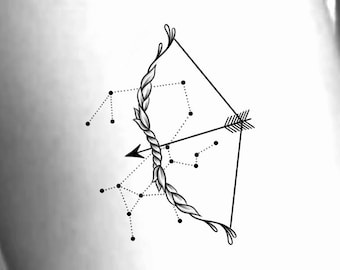 Sagittarius Bow Temporary Tattoo/ Bow and Arrow Tattoo