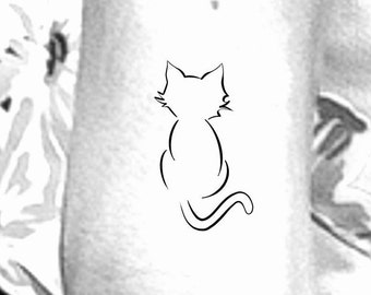 Small Cat Tattoo - Etsy Small Cat Tattoo - Etsy