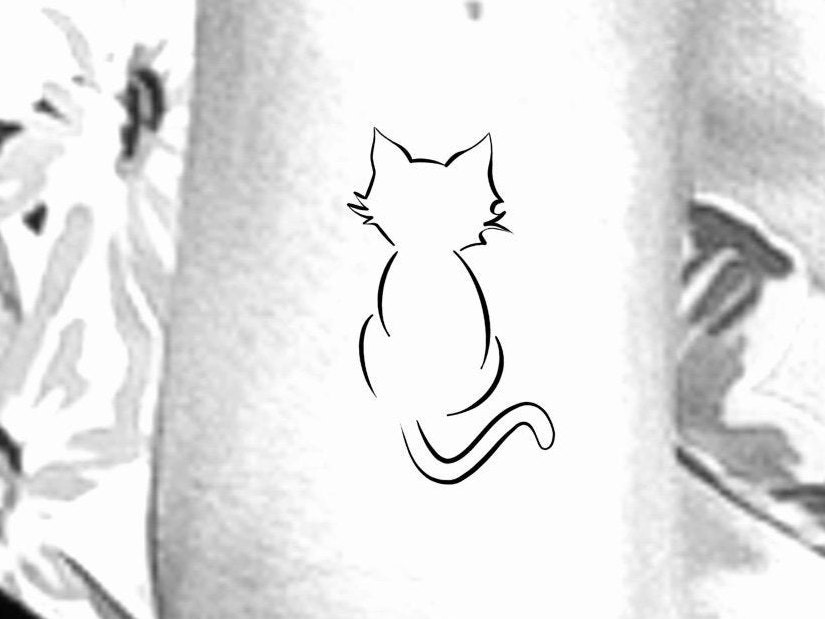 Cat Outline Temporary Tattoo / Small Cat Tattoo / Animal - Etsy Norway Cat Outline Temporary Tattoo / Small Cat Tattoo / Animal - Etsy Norway