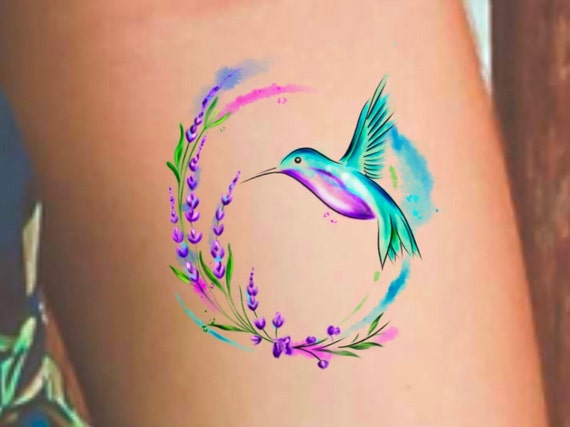 Hummingbird Watercolor Temporary Tattoo / Watercolor Hummingbird Tattoo /  Cute Hummingbird Tattoo / Animal Tattoo / Bird Tattoo / Cute - Etsy