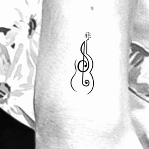 Guitar Temporary Tattoo / music tattoo / music note tattoo / wrist tattoo / arm tattoo / small guitar tattoo / small music tattoo