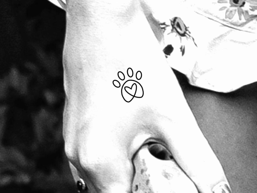 Small Paw Print Heart Temporary Tattoo - Etsy