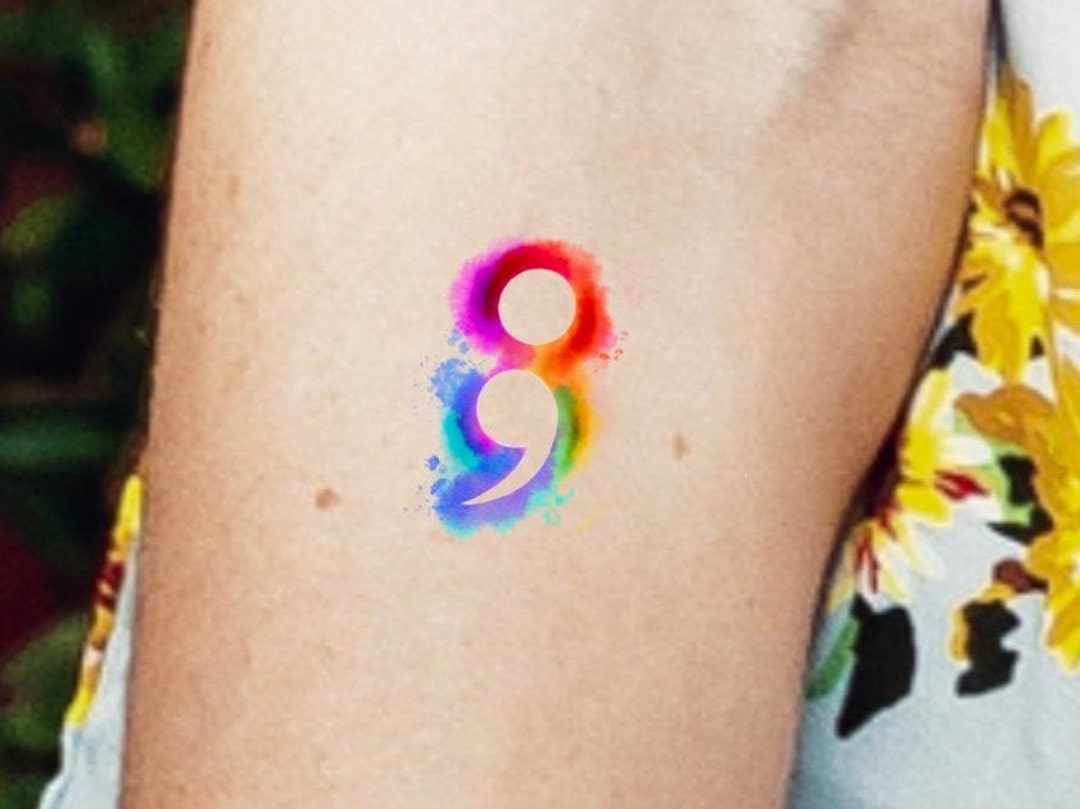 Semicolon Temporary Tattoo / Watercolor Tattoo / Small Tattoo - Etsy Semicolon Temporary Tattoo / Watercolor Tattoo / Small Tattoo - Etsy