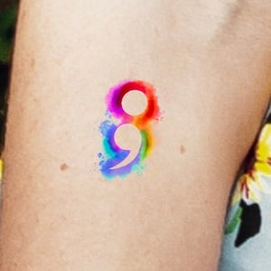 Semicolon Temporary Tattoo / watercolor tattoo / small tattoo