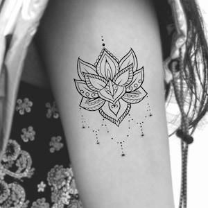 Mandala Lotus Temporary Tattoo / flower tattoo / floral tattoo / yoga tattoo