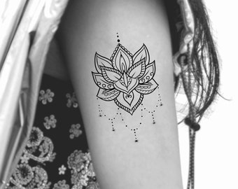 Mandala Lotus Temporary Tattoo / Flower Tattoo / Floral Tattoo - Etsy UK Mandala Lotus Temporary Tattoo / Flower Tattoo / Floral Tattoo - Etsy UK