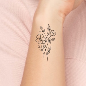 Wildflower Temporary Tattoo / floral tattoo / small tattoo / simple tattoo / floral tattoo 1