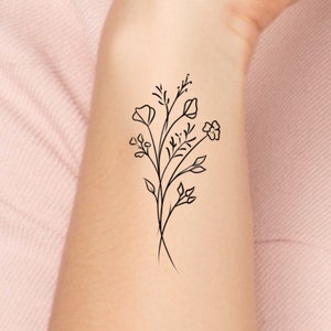 Wildflower Temporary Tattoo/ floral tattoo / small tattoo / simple tattoo / floral tattoo 4