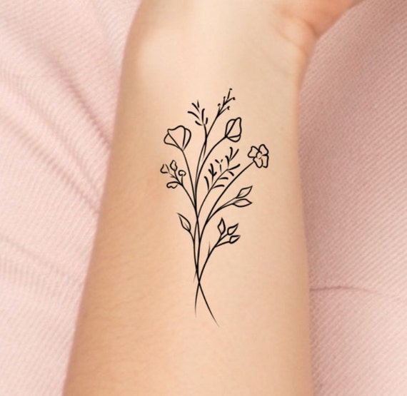 Wildflower Temporary Tattoo/ Floral Tattoo / Small Tattoo / - Etsy Australia Wildflower Temporary Tattoo/ Floral Tattoo / Small Tattoo / - Etsy Australia