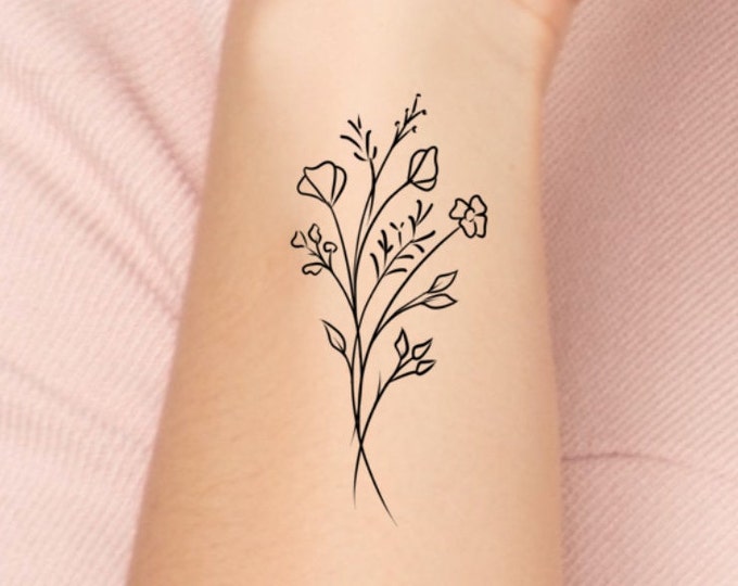 Wildflower Temporary Tattoo/ floral tattoo / small tattoo / simple tattoo / floral tattoo 4